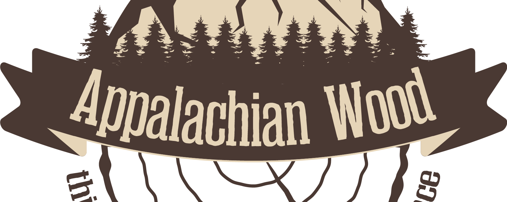 a logo with mountains, trees, and the text "Appalachian wood"